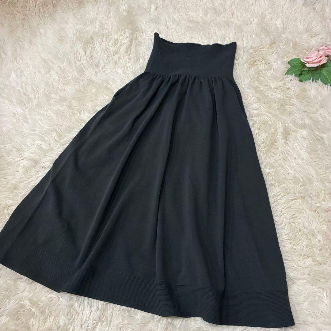 【SAIFUKU】おなかをつつむ のびるニットロングスカート　グレー　温活　腹巻