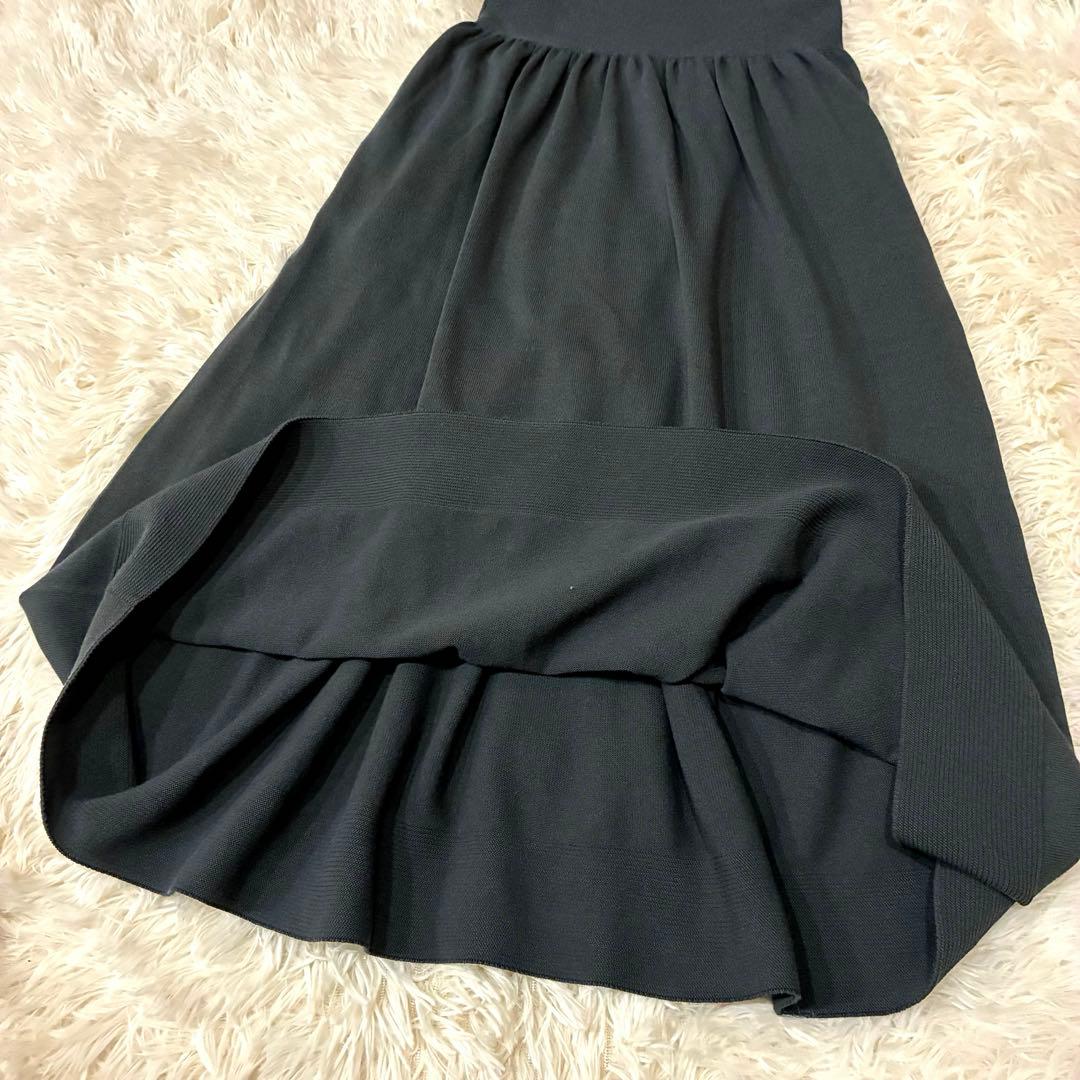 【SAIFUKU】おなかをつつむ のびるニットロングスカート　グレー　温活　腹巻