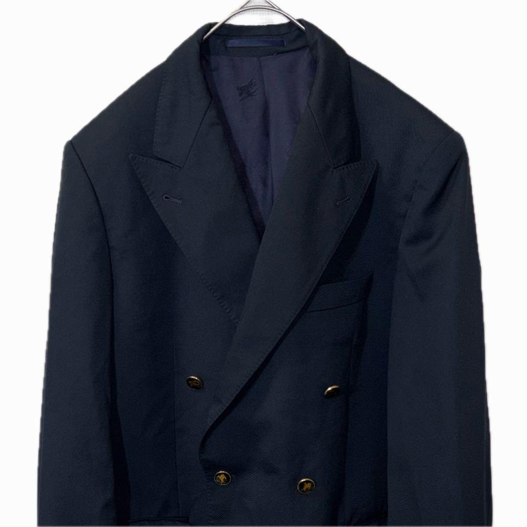 Burberry London 金ボタン ダブルテーラードジャケット 黒ブレザー