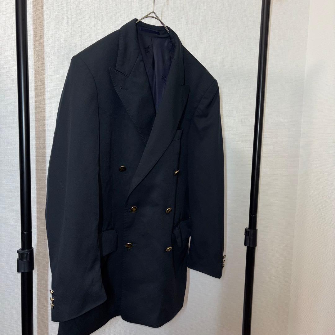 Burberry London 金ボタン ダブルテーラードジャケット 黒ブレザー