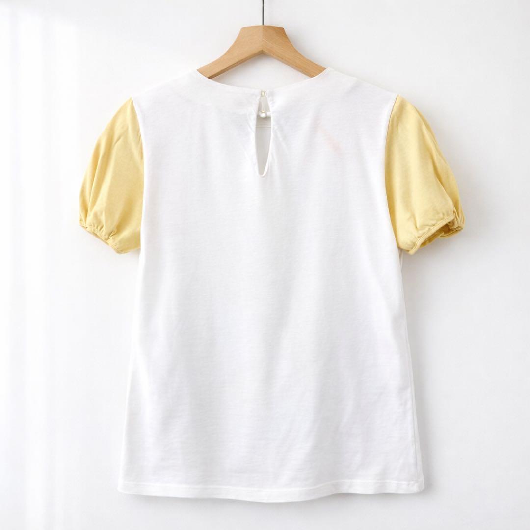 MIU MIU ミュウミュウ Tシャツ パフスリーブ ホワイト×イエロー M