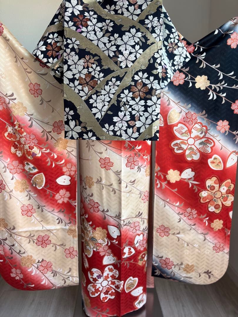 喜流 です！⭐️振袖フルセット　吾妻徳穂　成人式　正絹振袖　袋帯　茜色　黒
