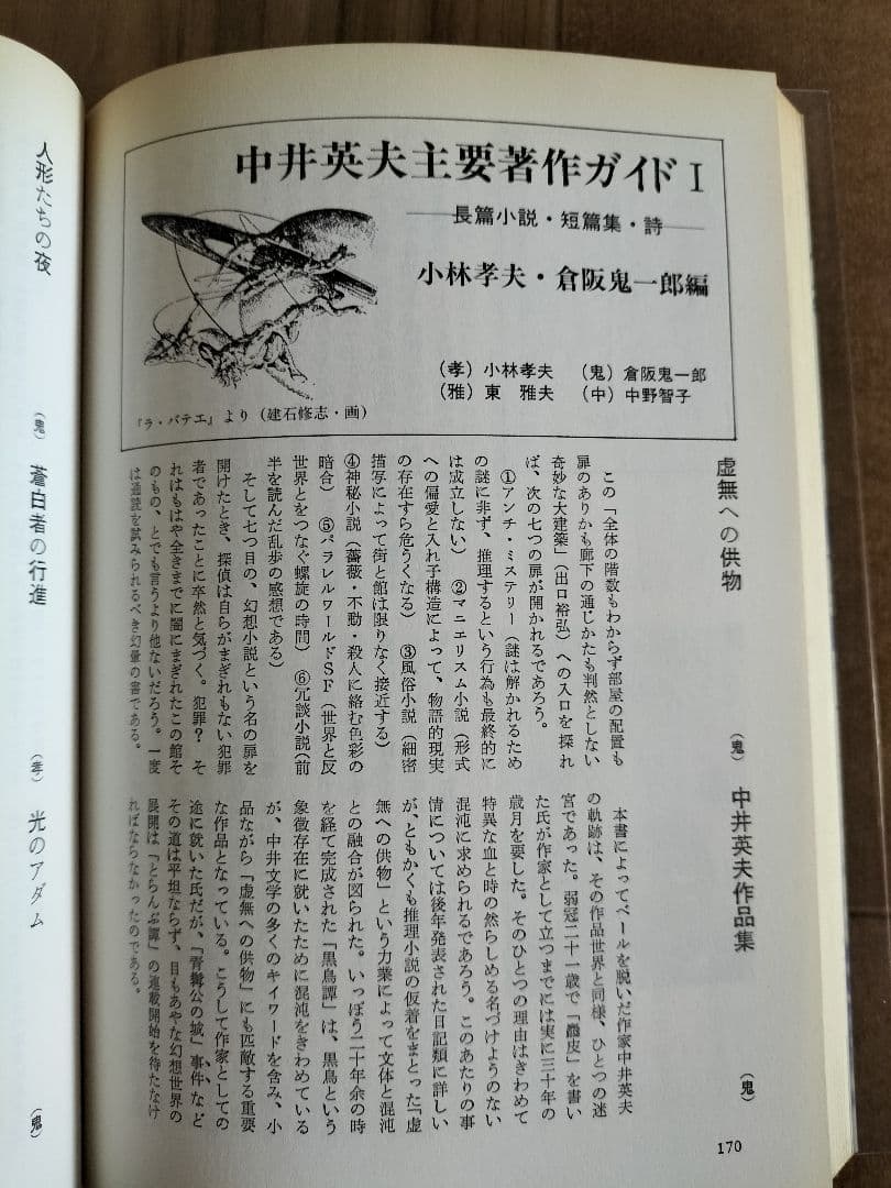 中井英夫スペシャル　１改訂版　反世界の手帳　別冊幻想文学　絶版書籍