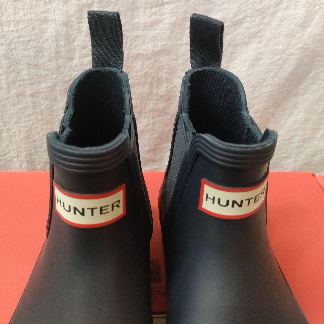 値下げ HUNTER 紺色 サイドゴア チェルシー レインブーツ UK4