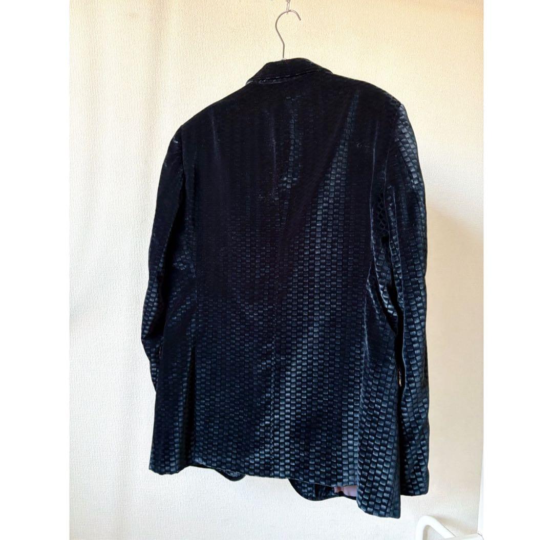armani collezioni \"鱗風\" 千鳥柄 ベロアテーラードジャケット