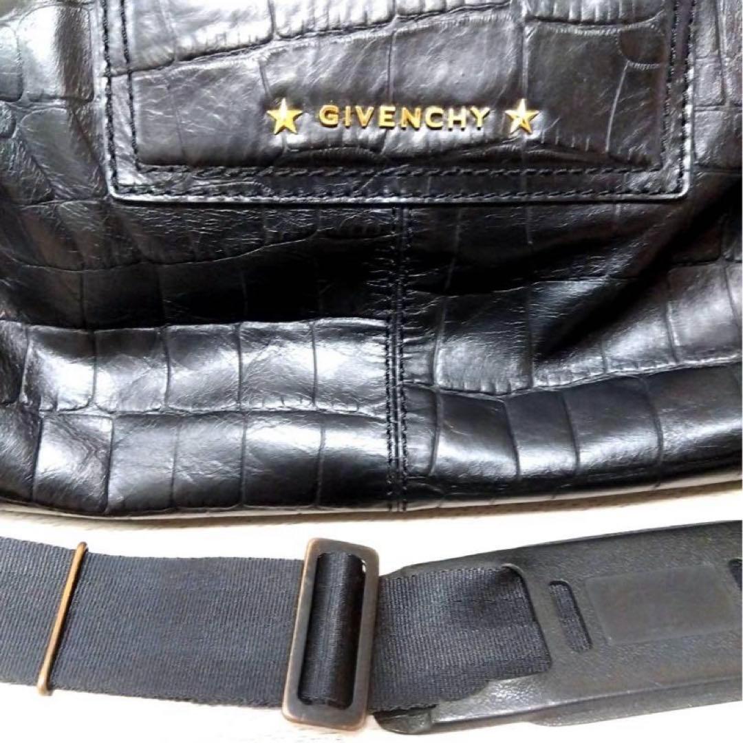 GIVENCHY クロコダイル型押し　ブラックレザーボストンバッグ　2ウェイ