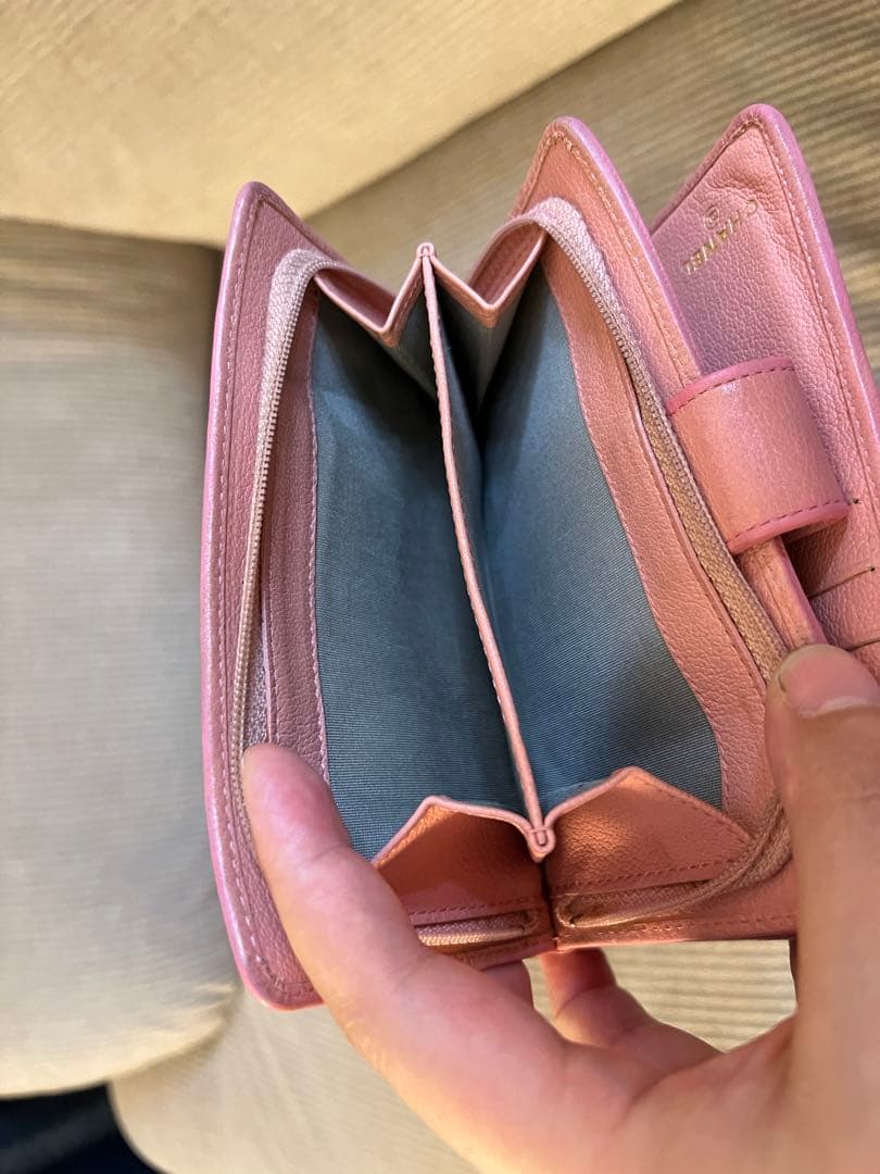 正規品　シャネル　財布　ピンク　カメリア