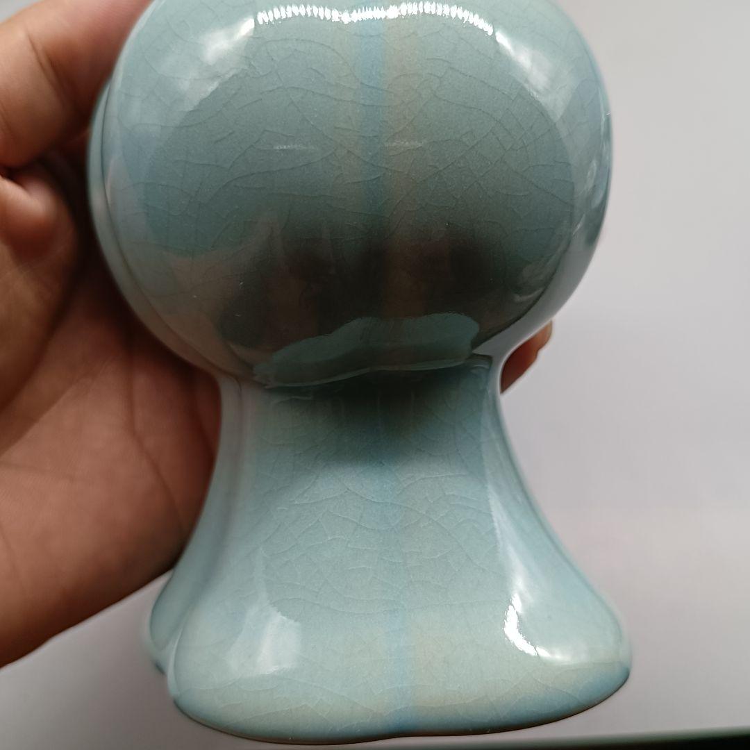 宋汝窯天青釉海棠式花瓶  陶磁器 装飾品 現代工芸品美術品 置物