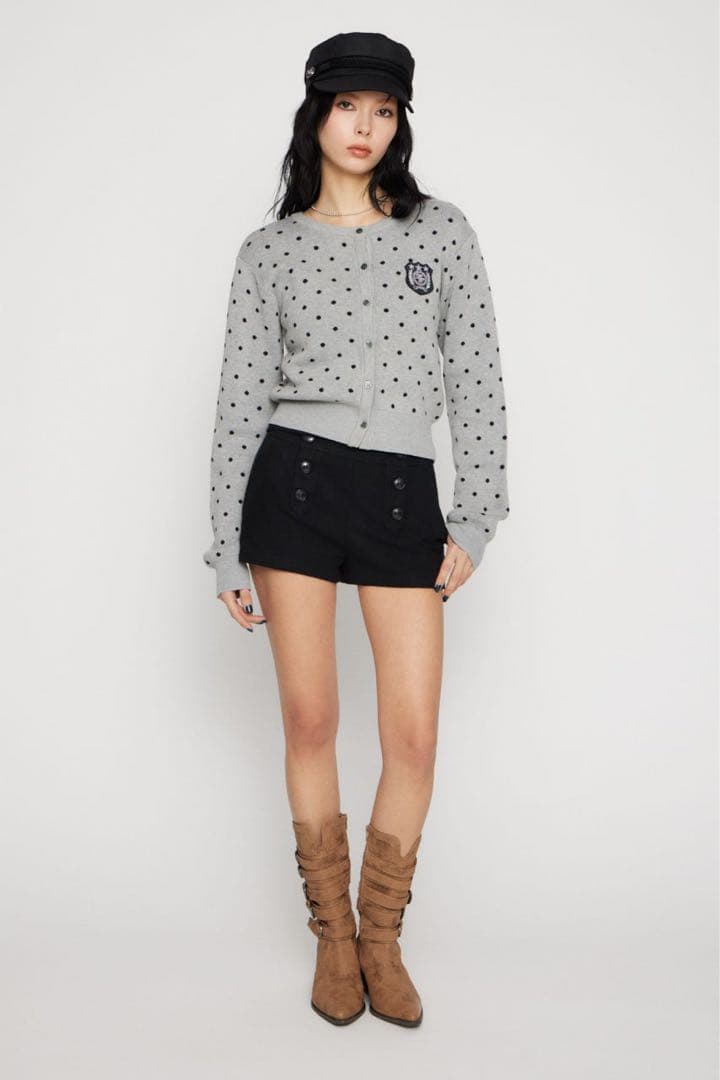 Laguagem WAPPEN DOT CROPPED カーディガン gray