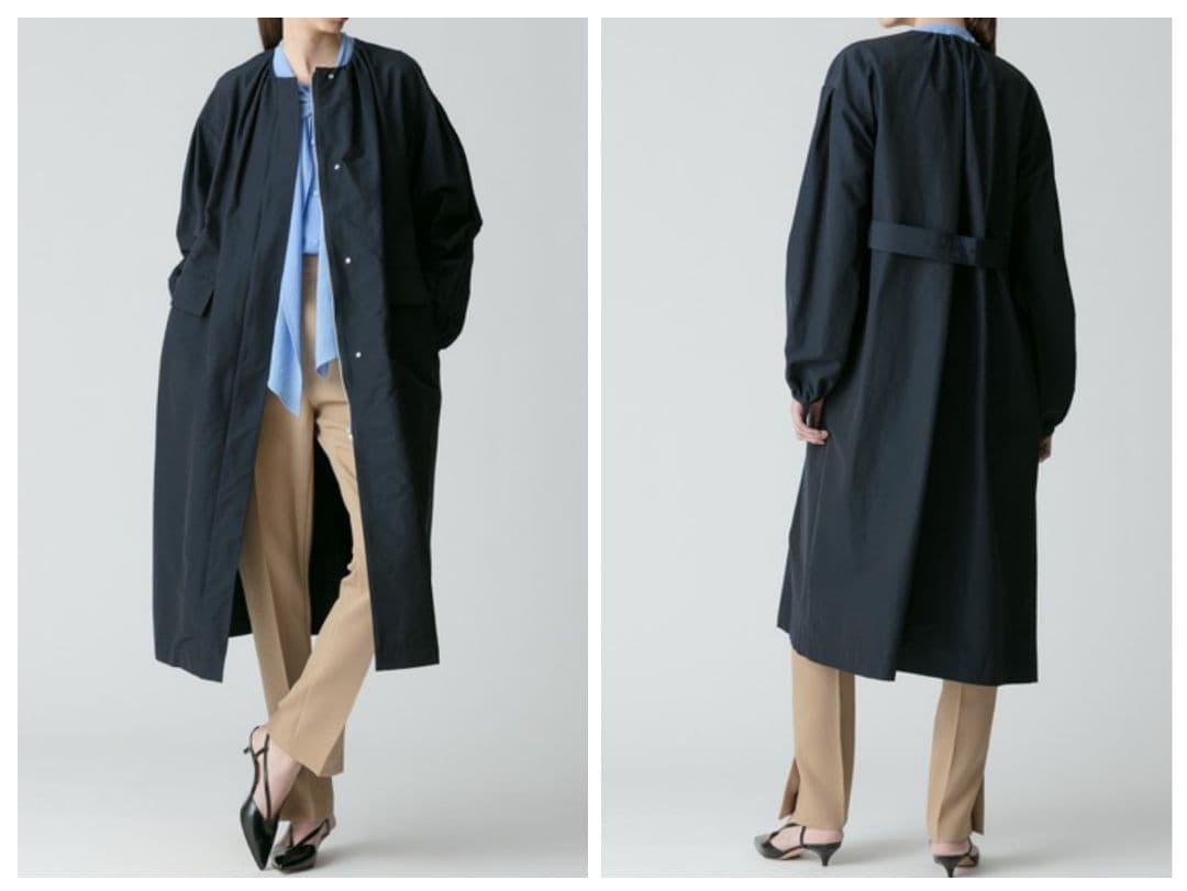 allureville アルアバイル コットンナイロンクロスギャザーネックコート