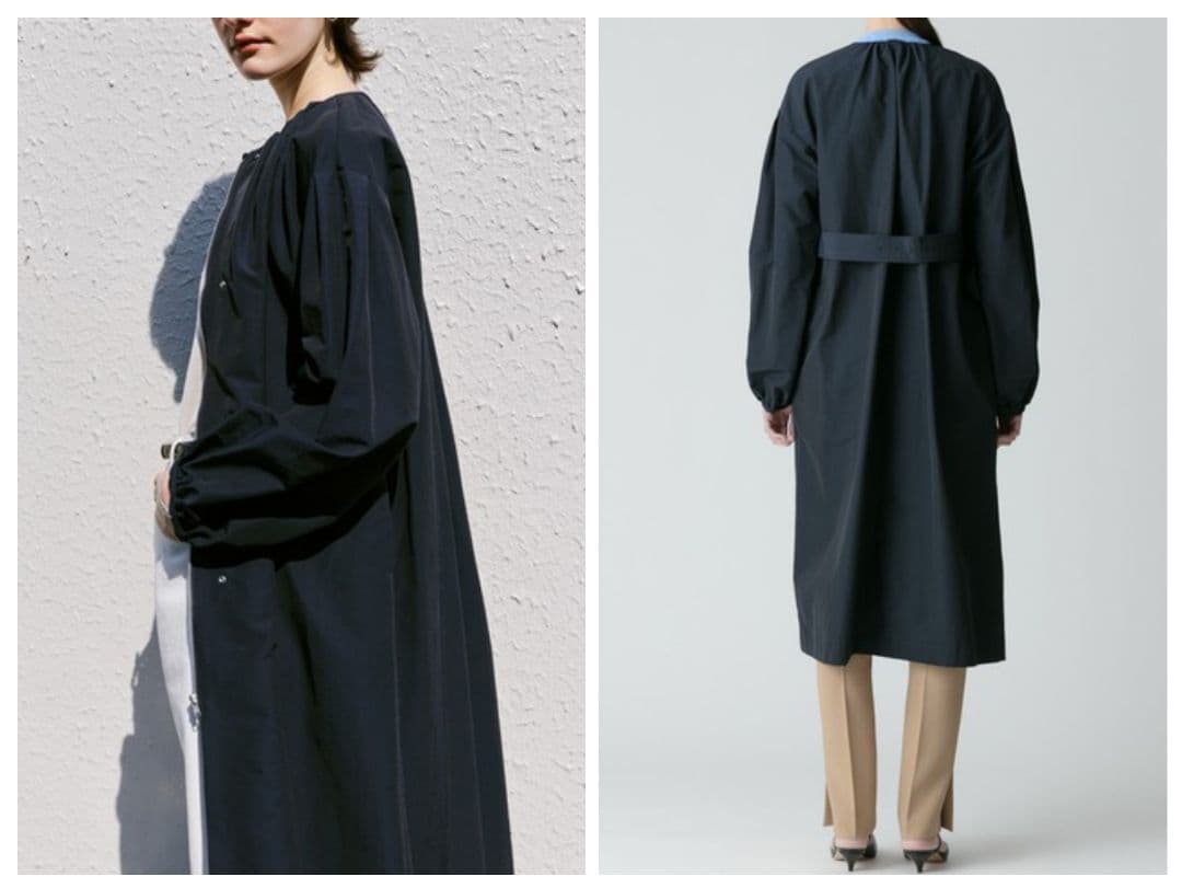 allureville アルアバイル コットンナイロンクロスギャザーネックコート