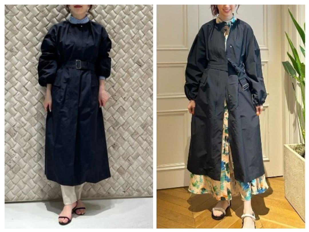 allureville アルアバイル コットンナイロンクロスギャザーネックコート