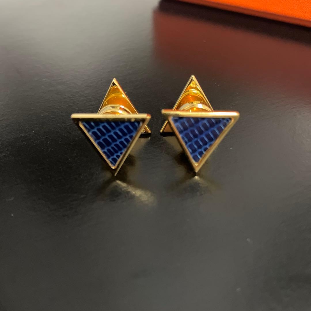 HERMES エルメス　カフス　ゴールド/ネイビーリザード　超美品