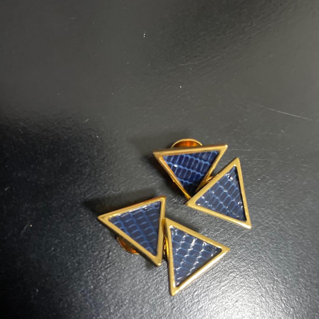 HERMES エルメス　カフス　ゴールド/ネイビーリザード　超美品