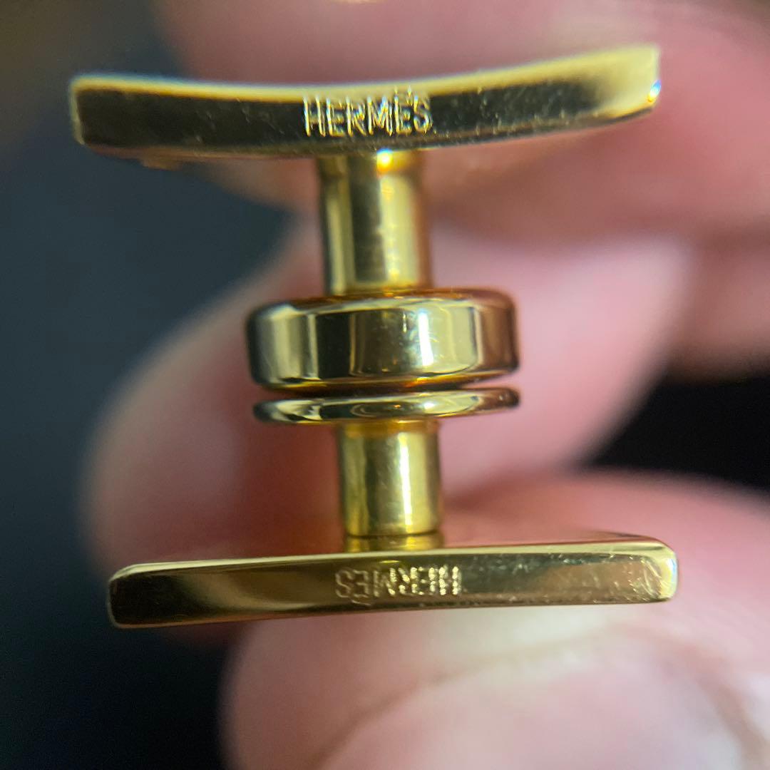HERMES エルメス　カフス　ゴールド/ネイビーリザード　超美品