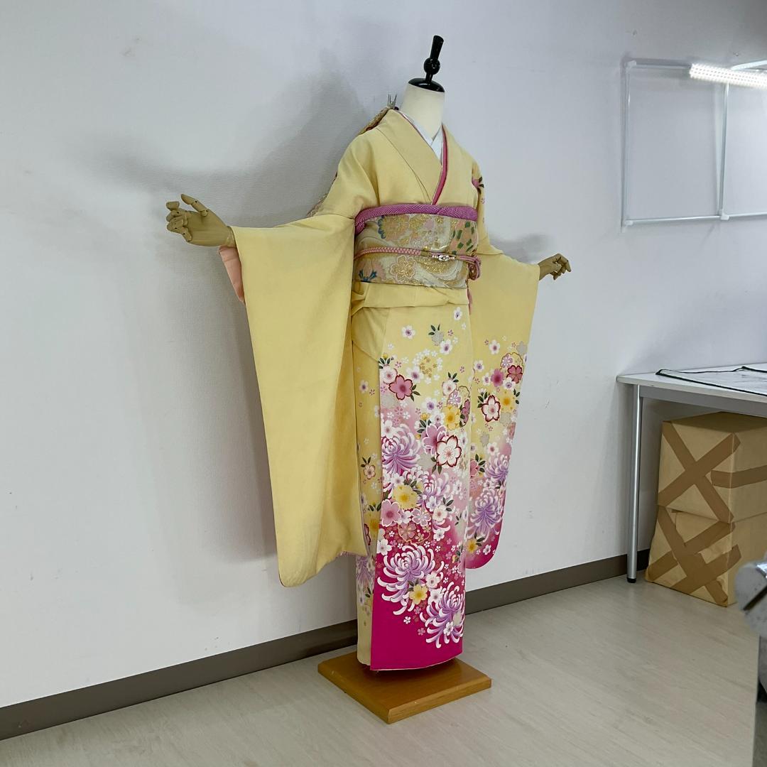 お振袖 クリームイエロー　Lサイズ　正絹　美品