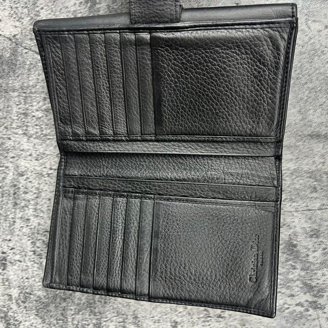 DIOR レザー トロッター 二つ折り財布 ブラック