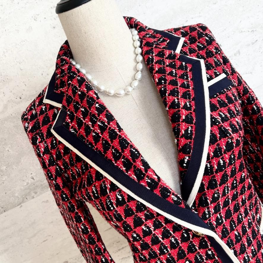 極美品★GUCCI★ツイード★モダン★トリミング★テーラードジャケット