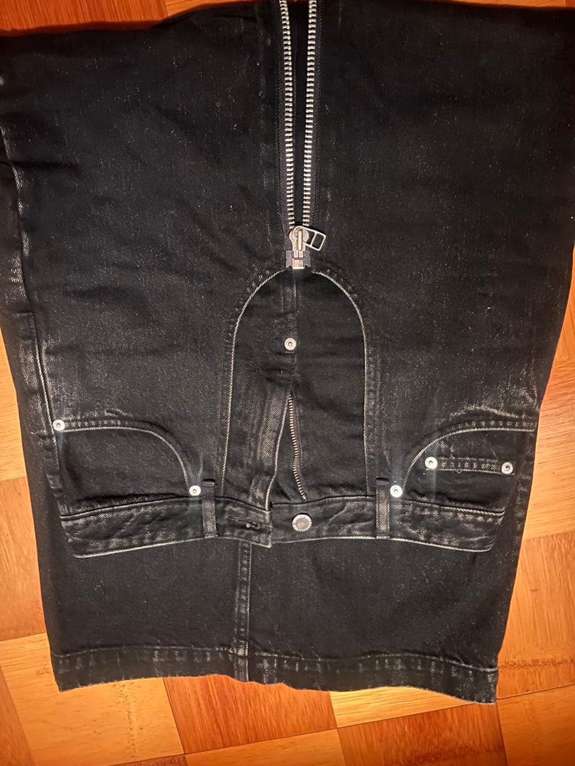 スカート WASHED DENIM ZIPPED LONG SKIRT
