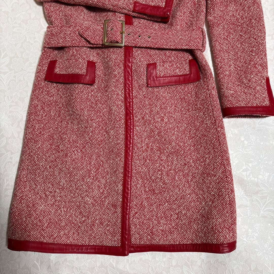 バイイー　D&G 赤 ツイードロングコート《ベルト付き》