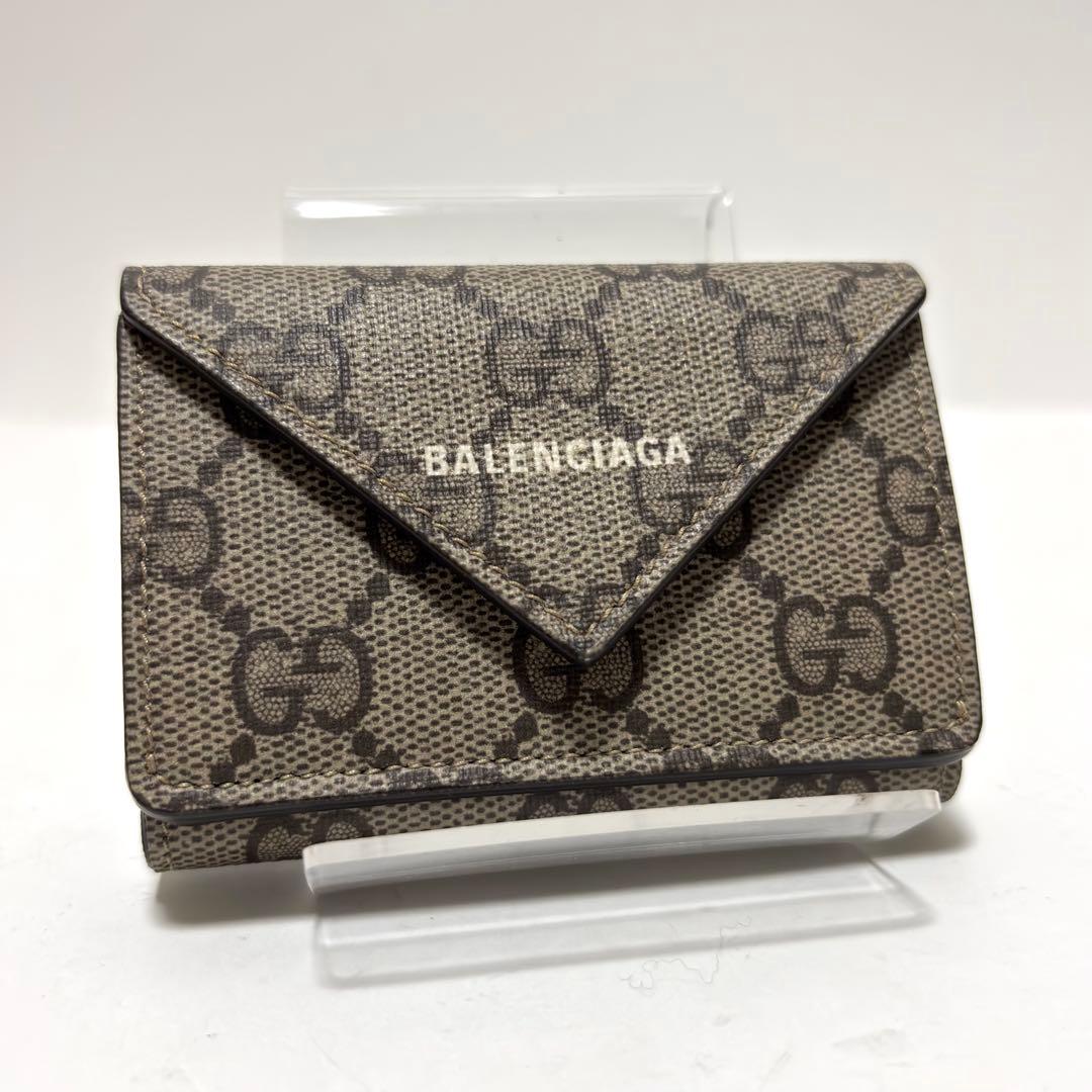 480箱付✨極美品✨グッチ×バレンシアガ コラボ 三つ折り財布 GGスプリーム