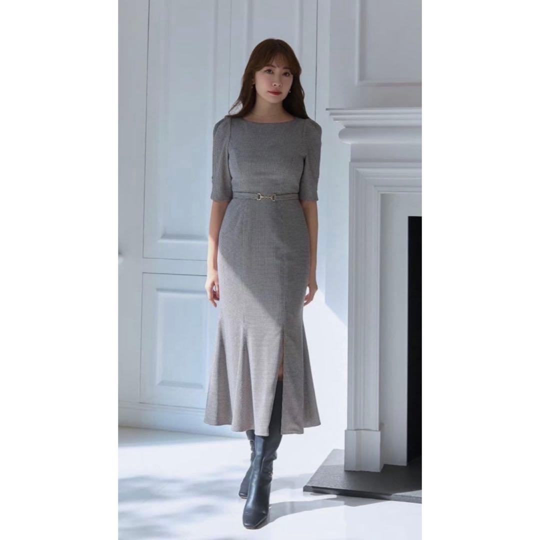 ハーリップトゥ　Houndstooth Belted Mermaid Dress