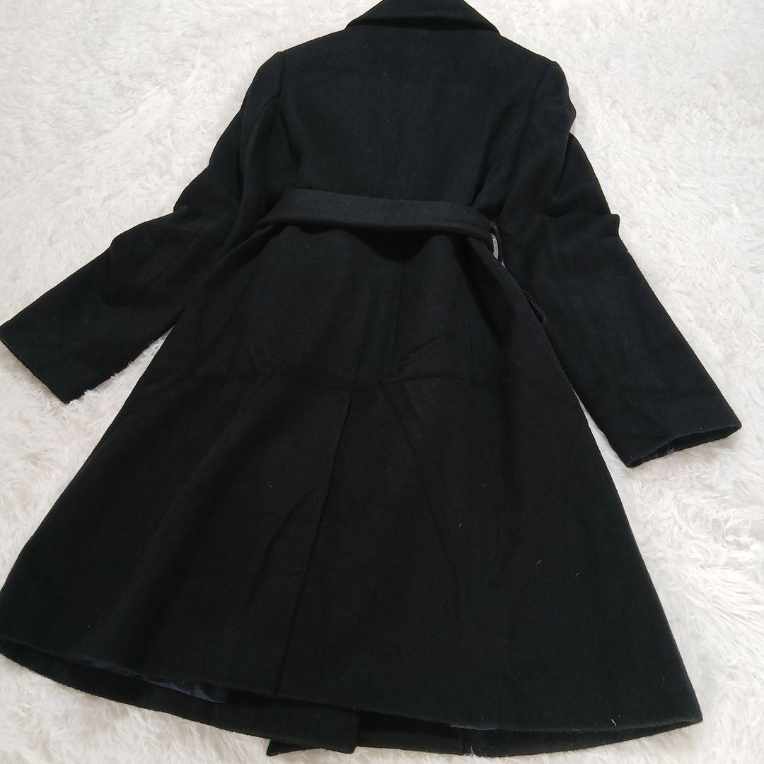 極美品　アンタイトル　ロングチェスターコートベルト付　ウール　黒　4(LL相当)