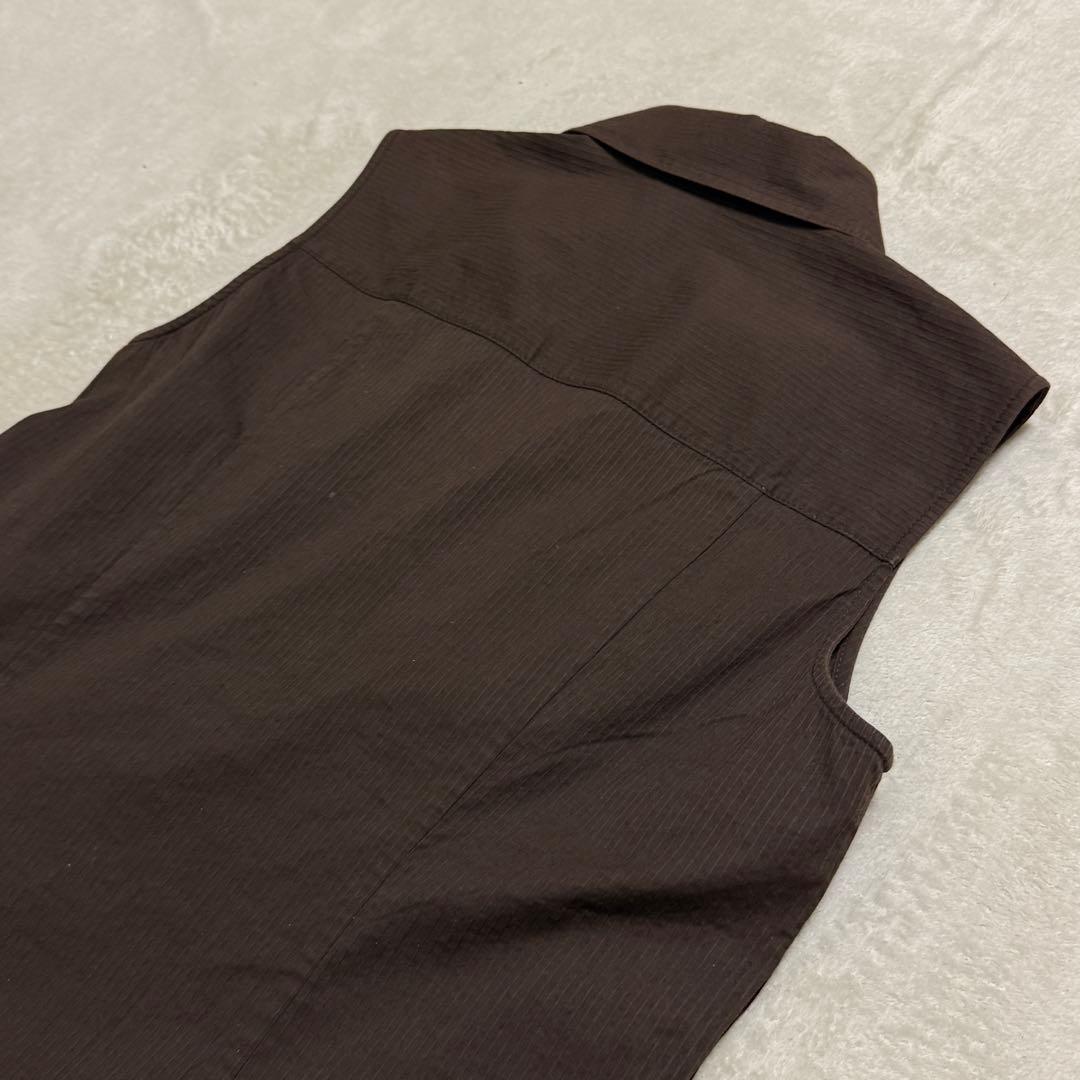 美品　バーバリーロンドン　ノースリーブシャツ　茶　チェック　40 L