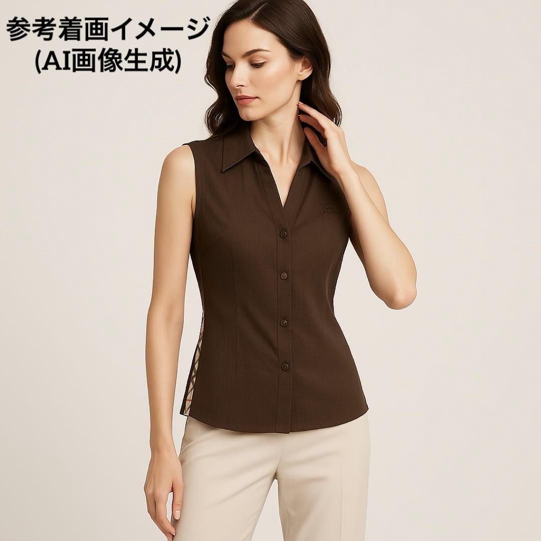 美品　バーバリーロンドン　ノースリーブシャツ　茶　チェック　40 L