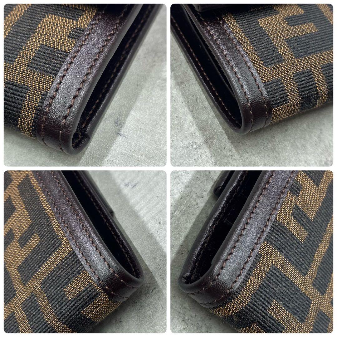 極美品 FENDI ズッカ 二つ折り財布 コンパクトウォレット キャンバス 財布