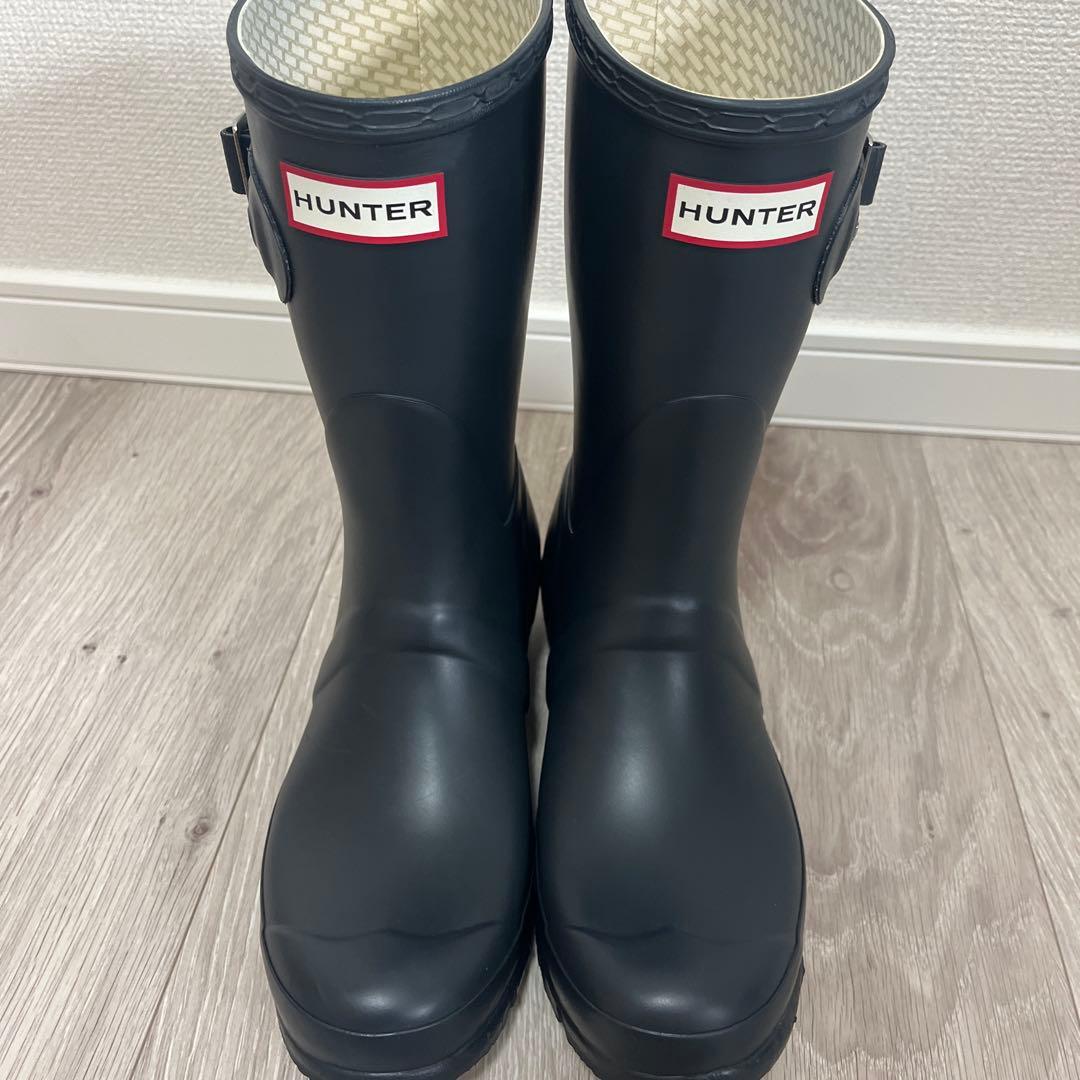 HUNTER レインブーツ ネイビー ミドル丈　24cm