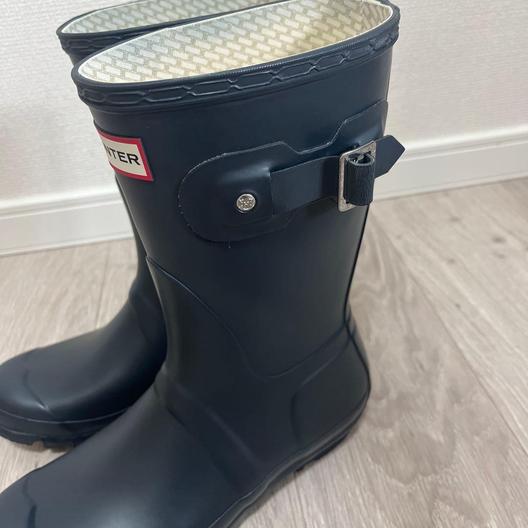 HUNTER レインブーツ ネイビー ミドル丈　24cm