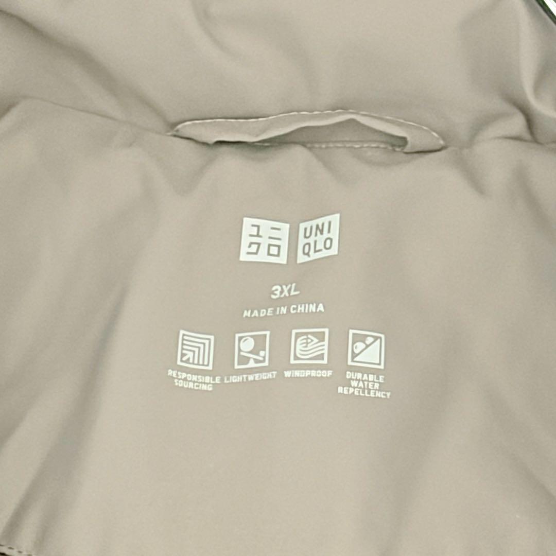 UNIQLO ロングダウンコート 3XL グレージュ フード付 防風撥水