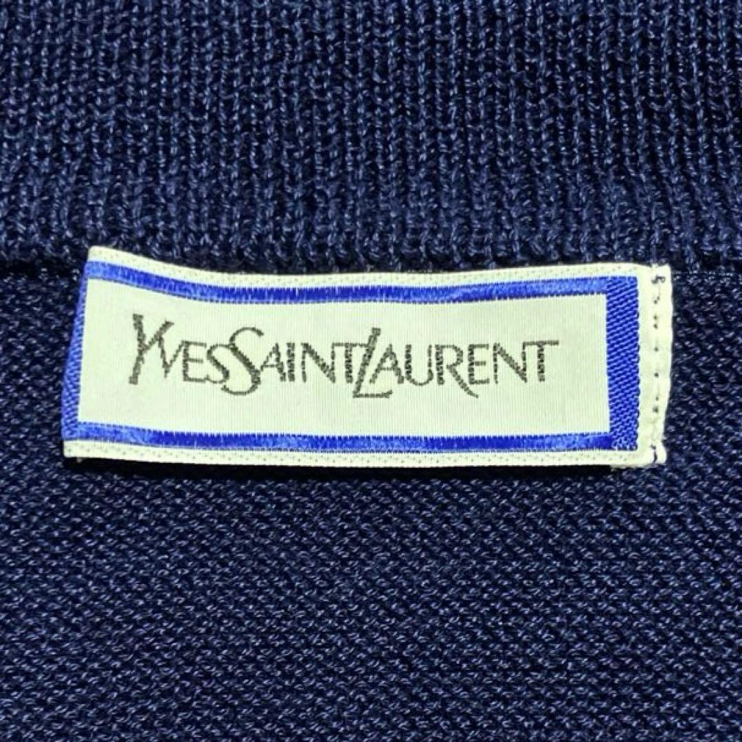 90s イヴサンローラン シアーコットンカーディガン YSLロゴ 金ボタン