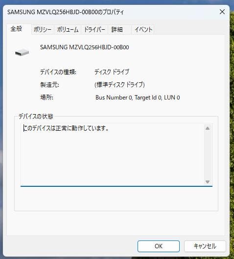 SAMSUNG SSD 256GB NVMe 2280 使用時間20時間