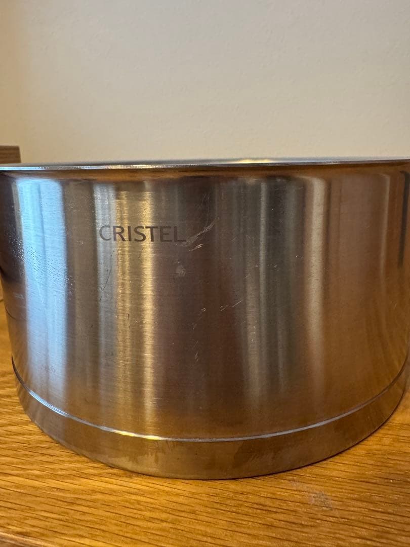CRISTEL_クリステルL深鍋（18センチ） 専用ガラス蓋と専用ハンドル付き