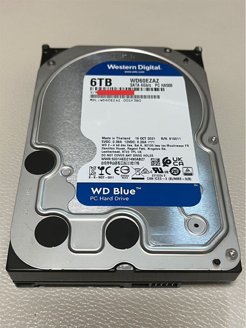WD60EZAZ WD Blue 6TB HDD 24,952時間使用