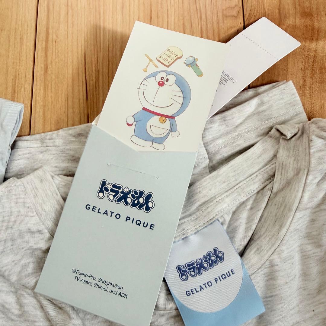 新品未使用 ジェラートピケ ドラえもん ワンポイントTシャツズボンセット グレー