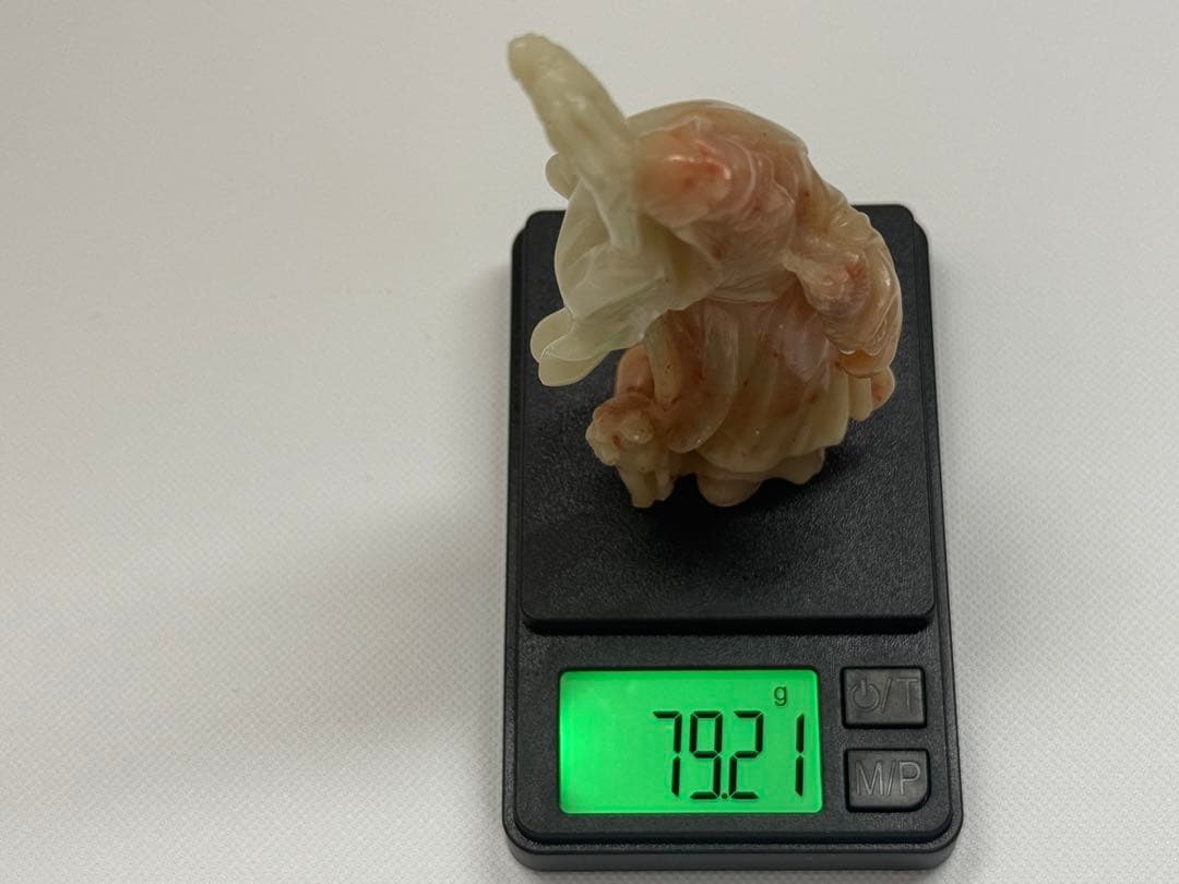 中国　寿山石　彫刻美術品　犬を連れた寿老人　約15cm