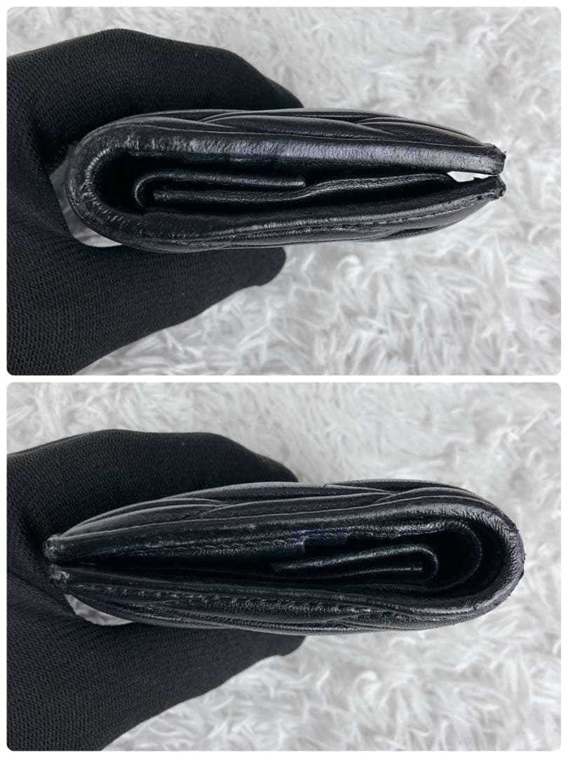 ミュウミュウ　折り財布　マテラッセ キルティング　ビジュー　クリスタル　黒　金