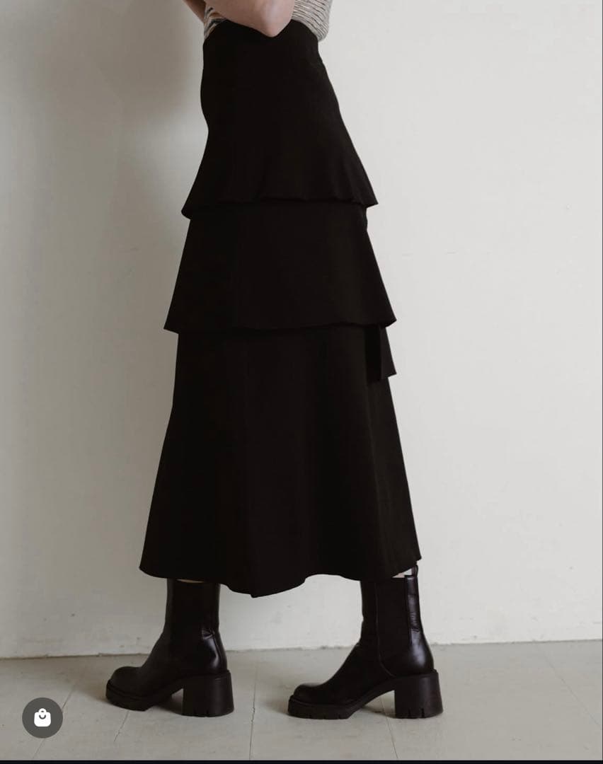 pinue ニットティアードスカート（BLACK）　S