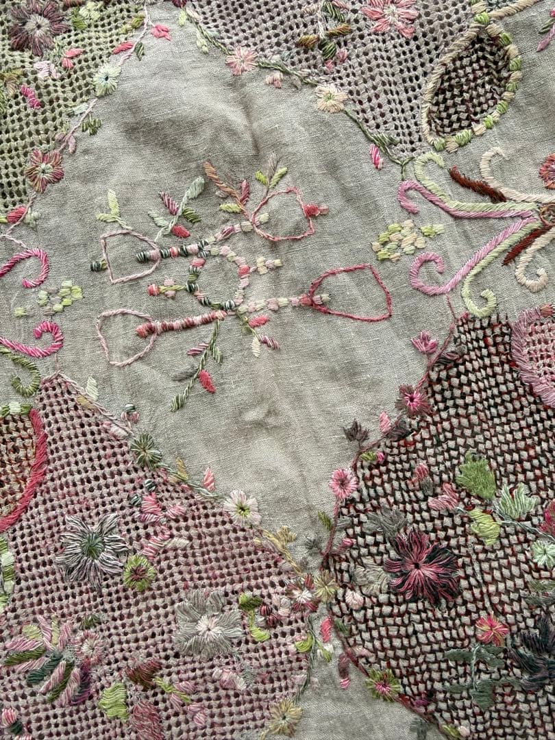 ソフィーディガール花柄総刺繍リネンストールピンク