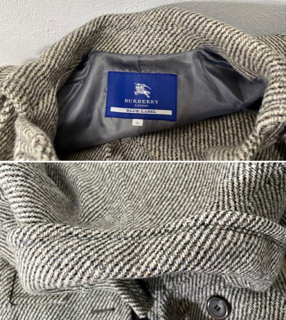 希少 BURBERRY BLUE LABEL トレンチコート アンゴラ混 36