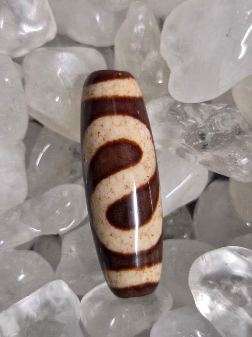 967　天珠　上肯　龍紋　希少　金銭釣天珠　[招財天珠」　dzibeads！