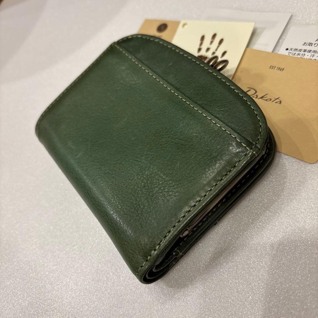 新品　ダコタ　Dakota がま口　二つ折り財布　マーゴット　グリーン　本革