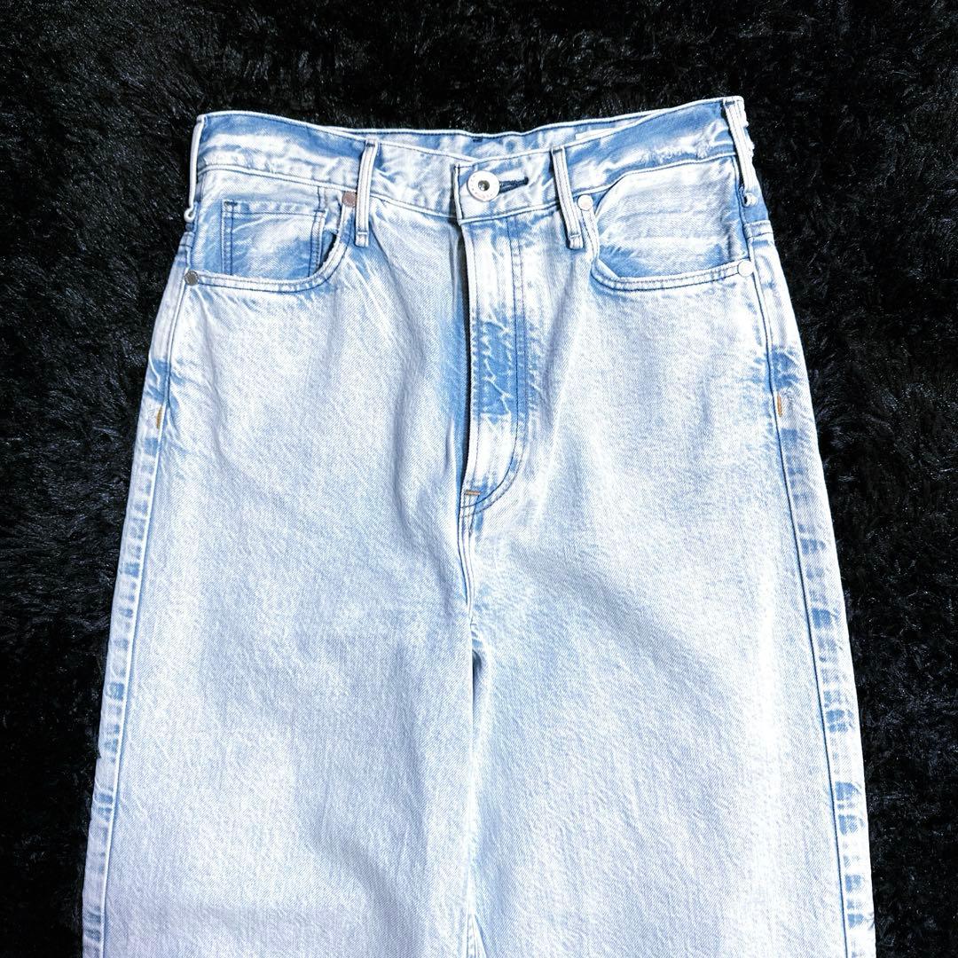 極美品 24 アッパーハイツ ニース アイスブルー ワイドストレートデニムパンツ