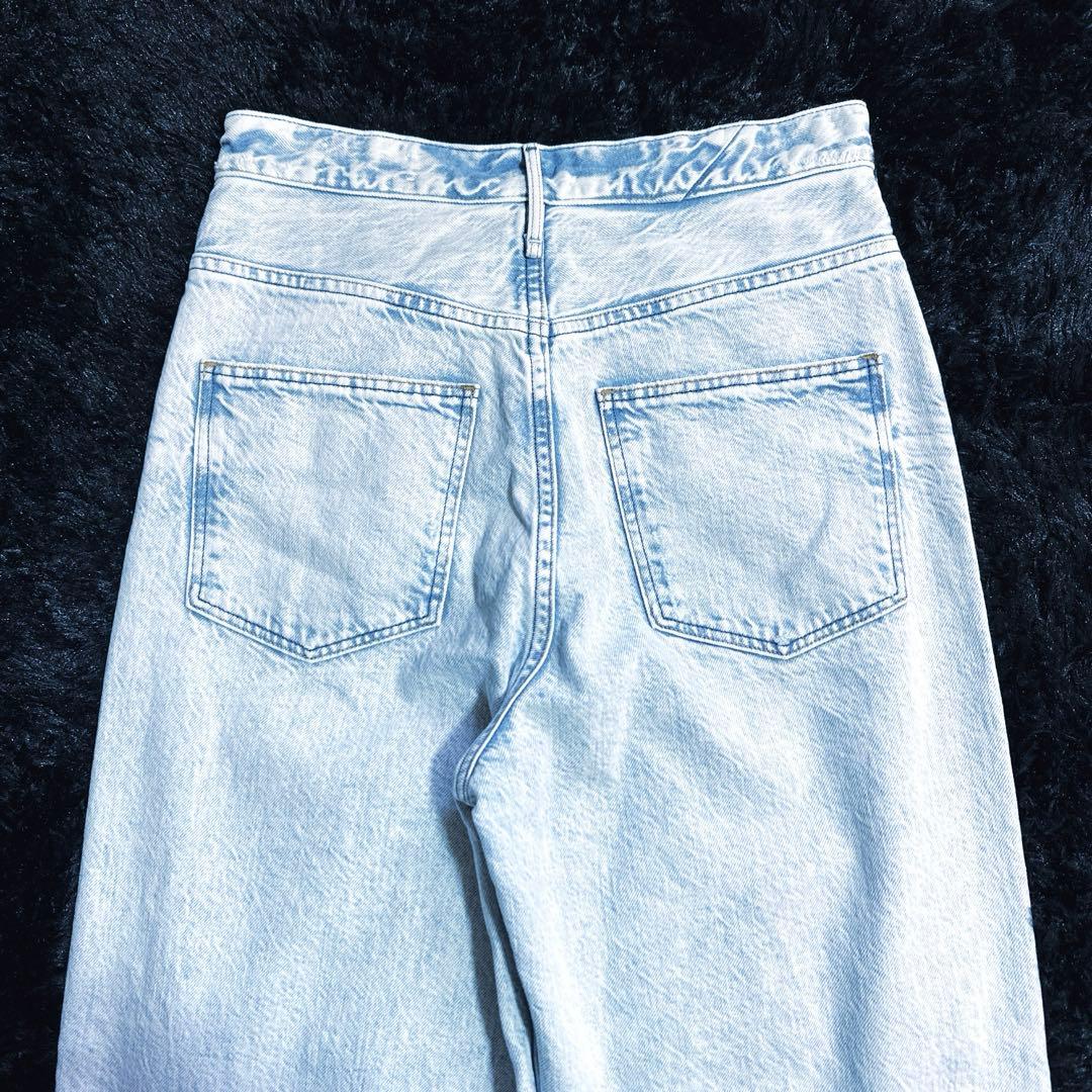 極美品 24 アッパーハイツ ニース アイスブルー ワイドストレートデニムパンツ