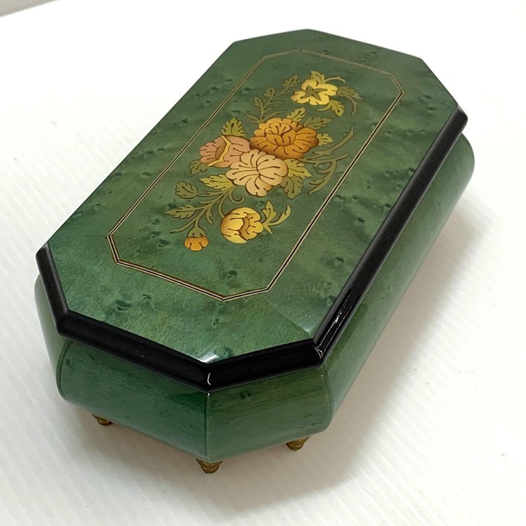 美品 オルゴール イタリア製 象嵌細工 ジュエリーボックス 宝石箱