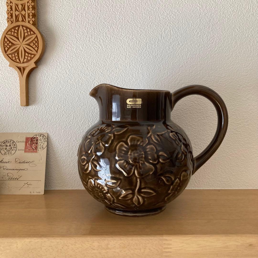 北欧ヴィンテージ　 GULDKROKEN陶器のフラワーベース/花器/花瓶/水差し