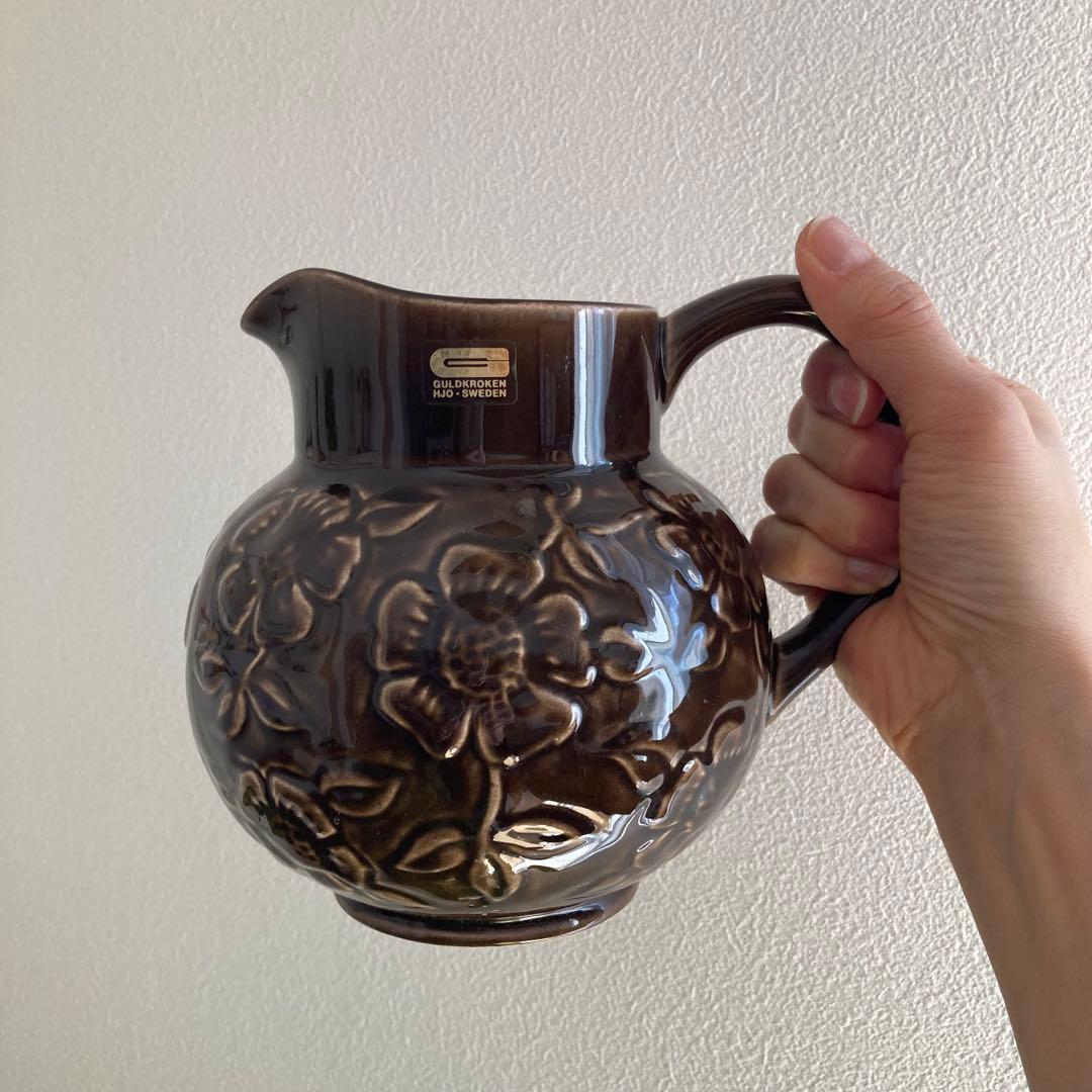 北欧ヴィンテージ　 GULDKROKEN陶器のフラワーベース/花器/花瓶/水差し